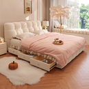 现代简约主卧高端大气1.8米储物双人床婚床雪尼尔绒布艺床泡芙床