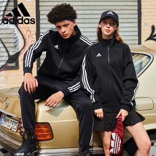 adidas阿迪达斯外套男新款 秋旗舰官网女情侣运动服经典 三道杠茄克