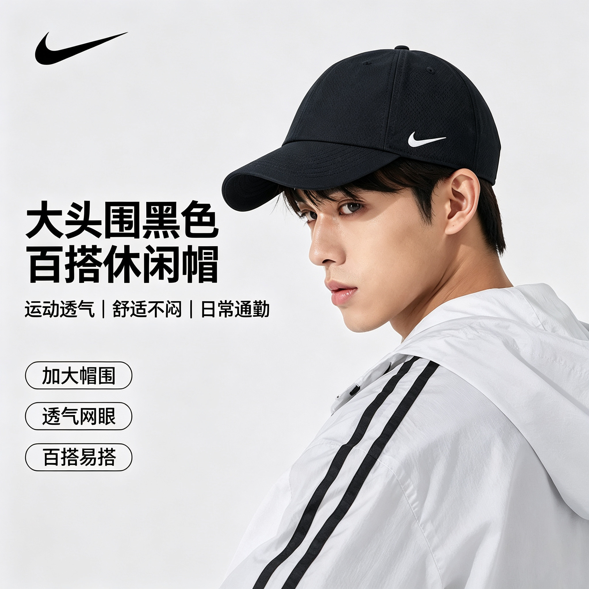 官方正品耐克帽子黑色大头围男士棒球帽2026新款百搭鸭舌帽运动帽