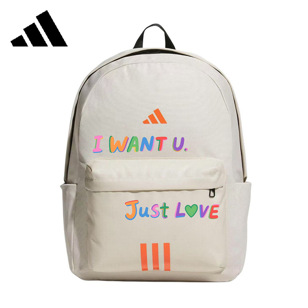 Adidas阿迪达斯双肩包 定制款 彩色字母背包书包男初高中生大学生