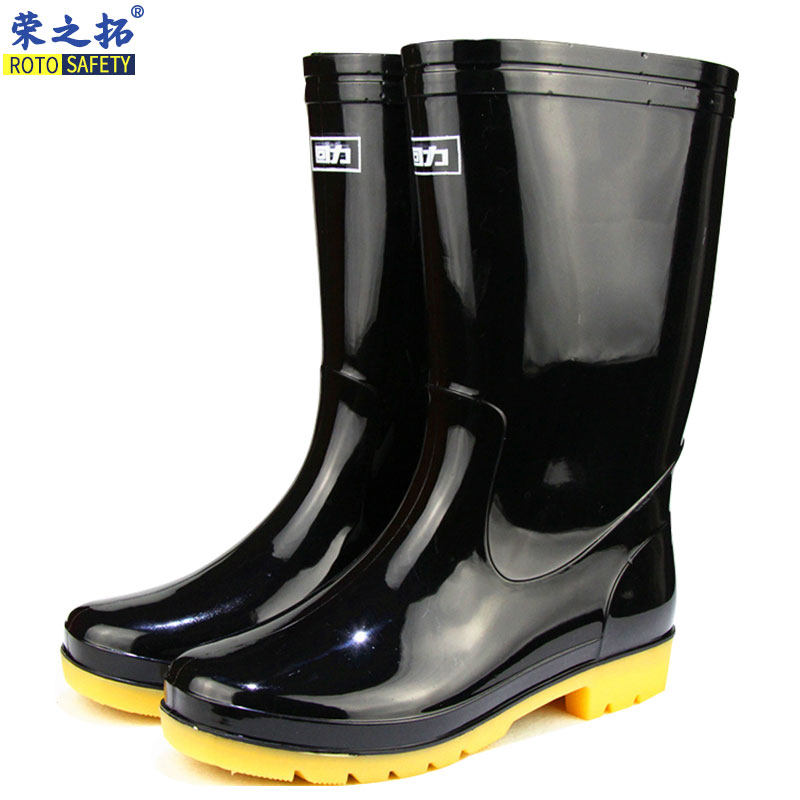 正品回力雨鞋807男士款高筒中筒雨靴pvc防滑牛筋底劳保黑色水鞋