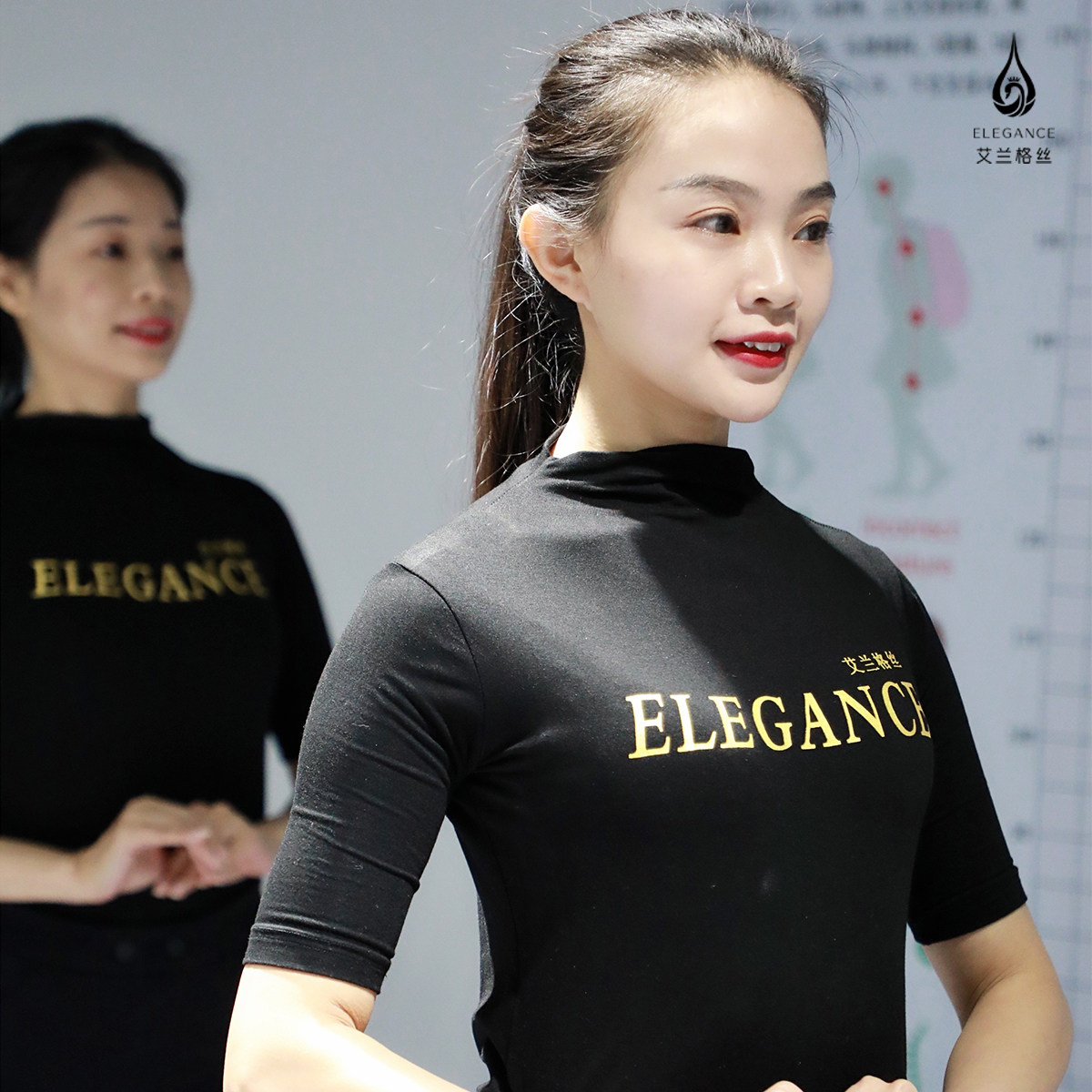 艾兰格丝 导师服女款半袖黑色春秋款形体训练服装女高端练功服