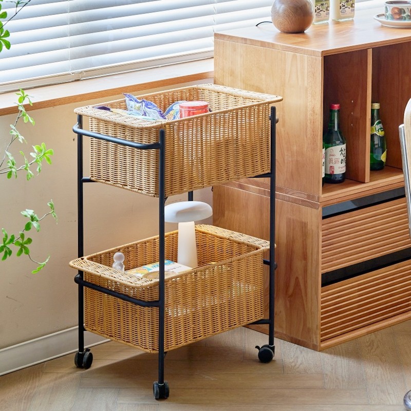 置物架零食收纳架推车落地移动卧室多层推拉储物卫生间浴室收纳筐