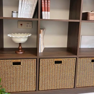 定制编织收纳筐电视柜抽屉式收纳盒仿藤编框框收纳筐整理储物筐