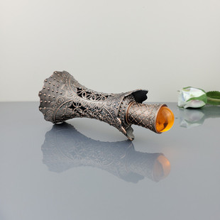 高档精油瓶迪拜香精瓶15ml中东复古香水纹绣色料分装玻璃空瓶