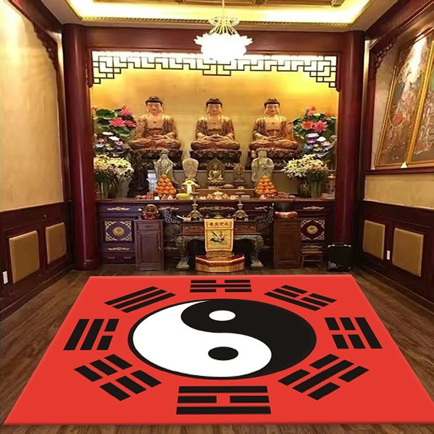 红色正方形防滑客厅玄关地毯