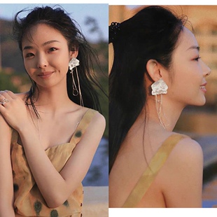 浪姐3 阿娇同款欧美网红时尚夸张复古设计流苏长款耳钉环耳坠气质