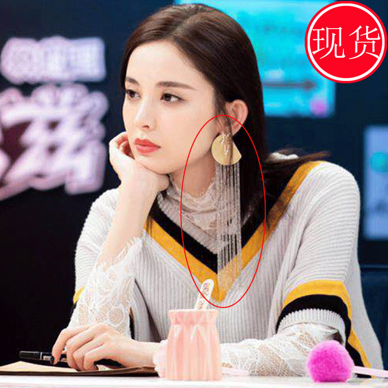 摩登超闪方形耳环古力娜扎同款