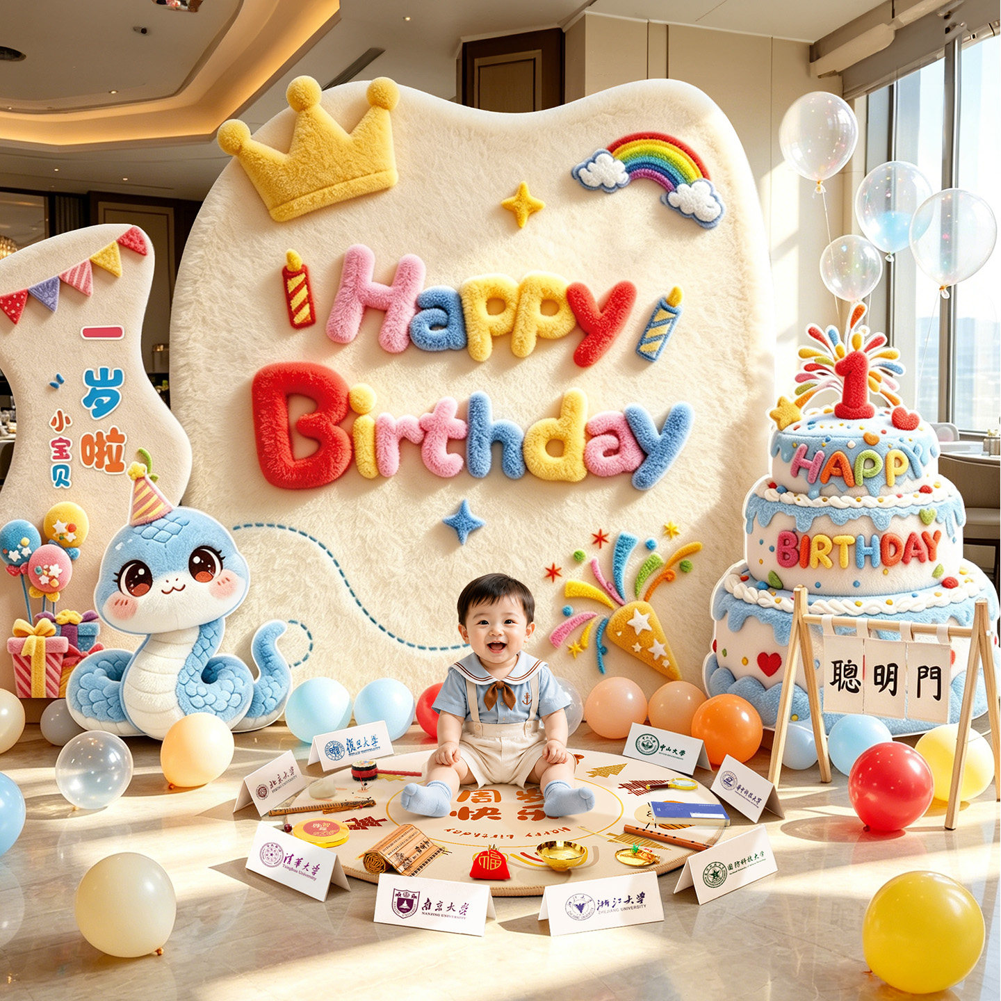【当天发货】周岁生日装饰kt板图片