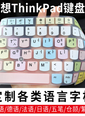 联想ThinkPad E14法韩语字根键盘膜E475笔记本T450s德泰俄文L470繁体L480五笔贴T470P/S昭阳K41/E40-70/80垫