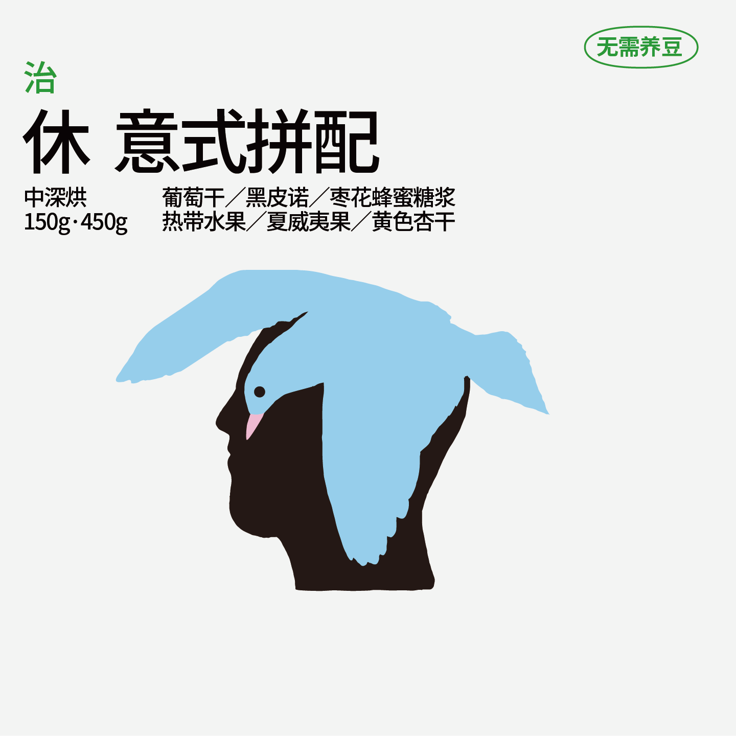 治光师休意式拼配咖啡豆美式黑咖啡葡萄干红酒香中深烘150g/450g
