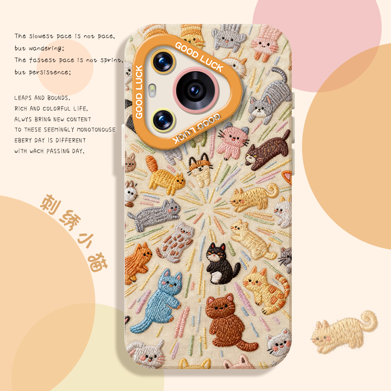刺绣小猫手机壳适用于华为