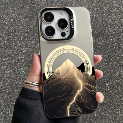 金色山峰适用苹果16手机壳iPhone14promax日照金山12高级感mini男生15plus新款13镭射12创意11防摔xs简约xr套