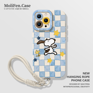 snoopy史努比适用苹果17手机壳iphone16promax卡通15可爱14mini格纹13小狗12硅胶11plus新款x/xs/xr/8带挂绳7
