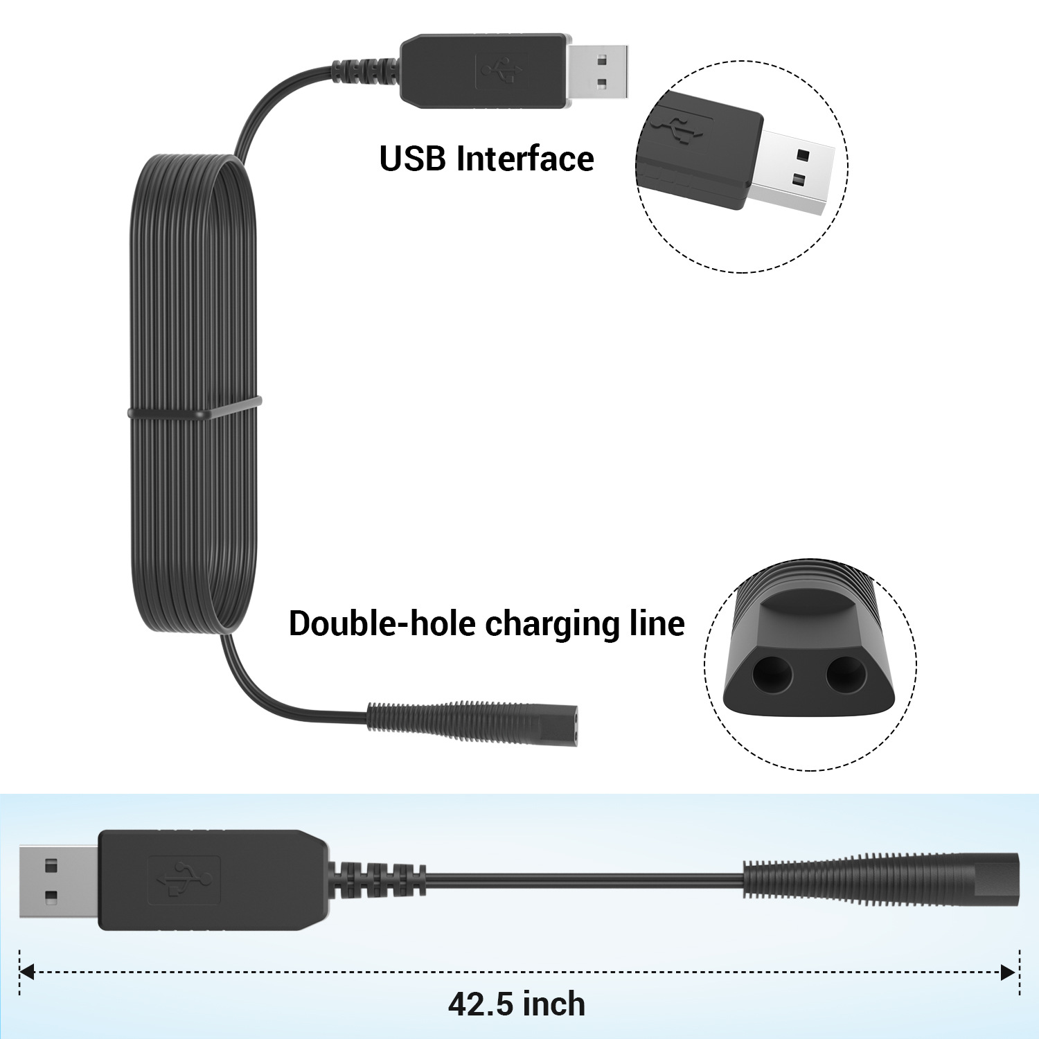 充电线12V400mA剃须刀电源充电USB转换线适用博朗剃须刀充电
