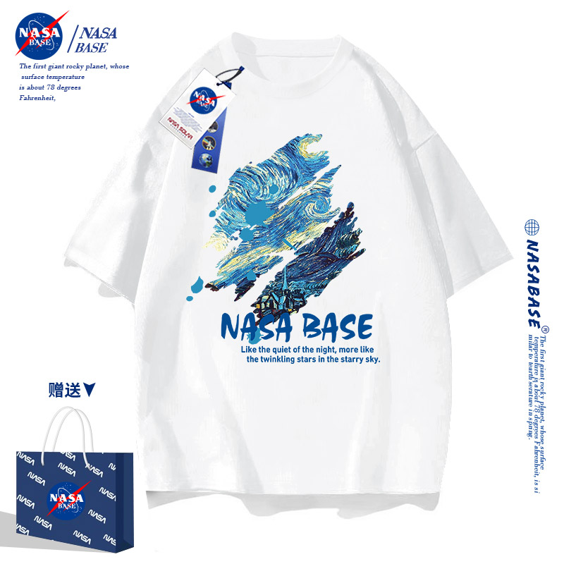 NASA联名夏季短袖t恤男新款潮牌ins超火潮流青春情侣装夏装上衣男