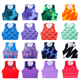 零阻力女子分体田径服体考短跑专业马拉松跑步比赛短款背心套装