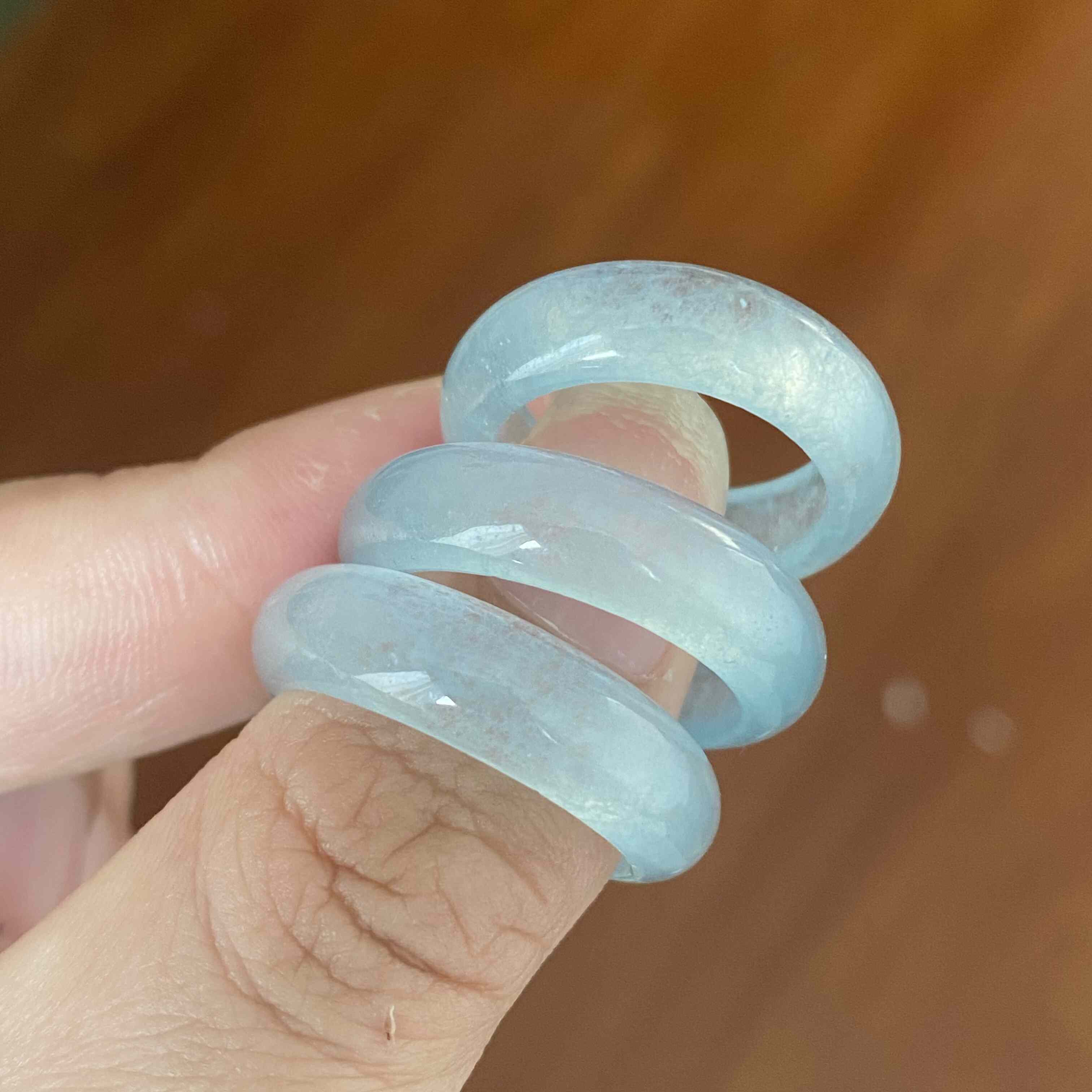 天然海蓝宝素圈戒冰种蓝水晶指环女 小众设计感显白百搭