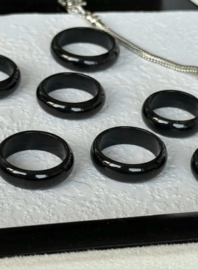 天然黑曜石戒指男女款指环食指戒指招财转运尾戒