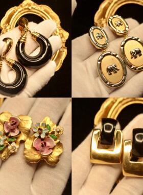 ciner打标方形门环吊坠耳夹St John三大壮黑珐琅耳夹b3