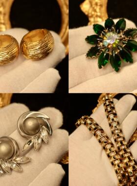 Dorlan朵兰黑金项链st john三大壮熔岩耳夹vintage中古饰品b13）