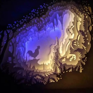 亚克力纸雕灯 光影剪影灯 工厂直销 浪漫纸雕叠影小夜灯