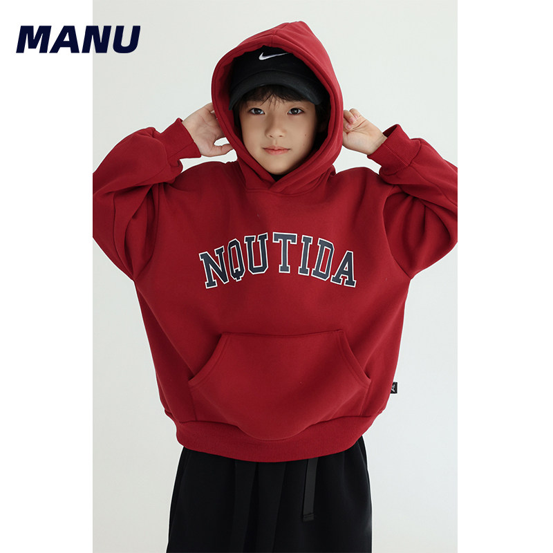 新年红加厚一体绒儿童卫衣