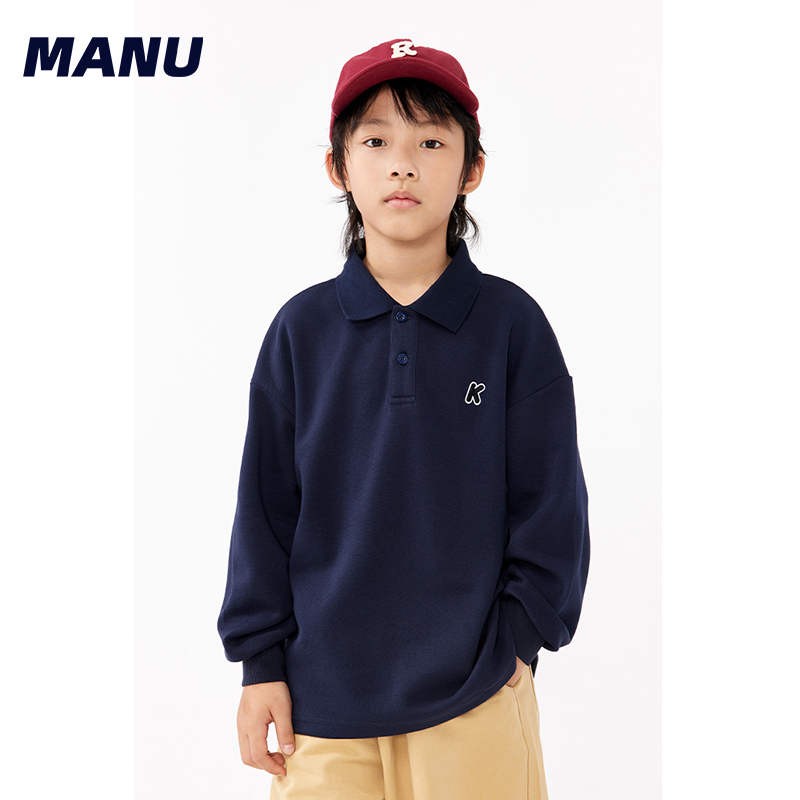 MANUKIDS简约刺绣日系POLO衫