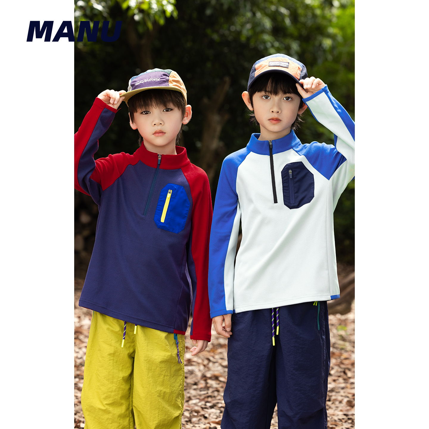 加绒保暖撞色口袋长袖T恤打底衫