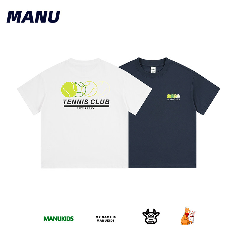速干凉感防晒 MANUKIDS童装男童26夏季网球印花运动中大童短袖T恤