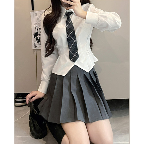 收腰JK白衬衫女纯欲风长袖衬衣
