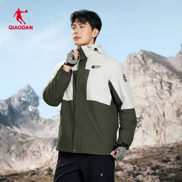乔丹梭织厚外套男冬保暖防风防泼水三合一户外运动服QDFFD3254351