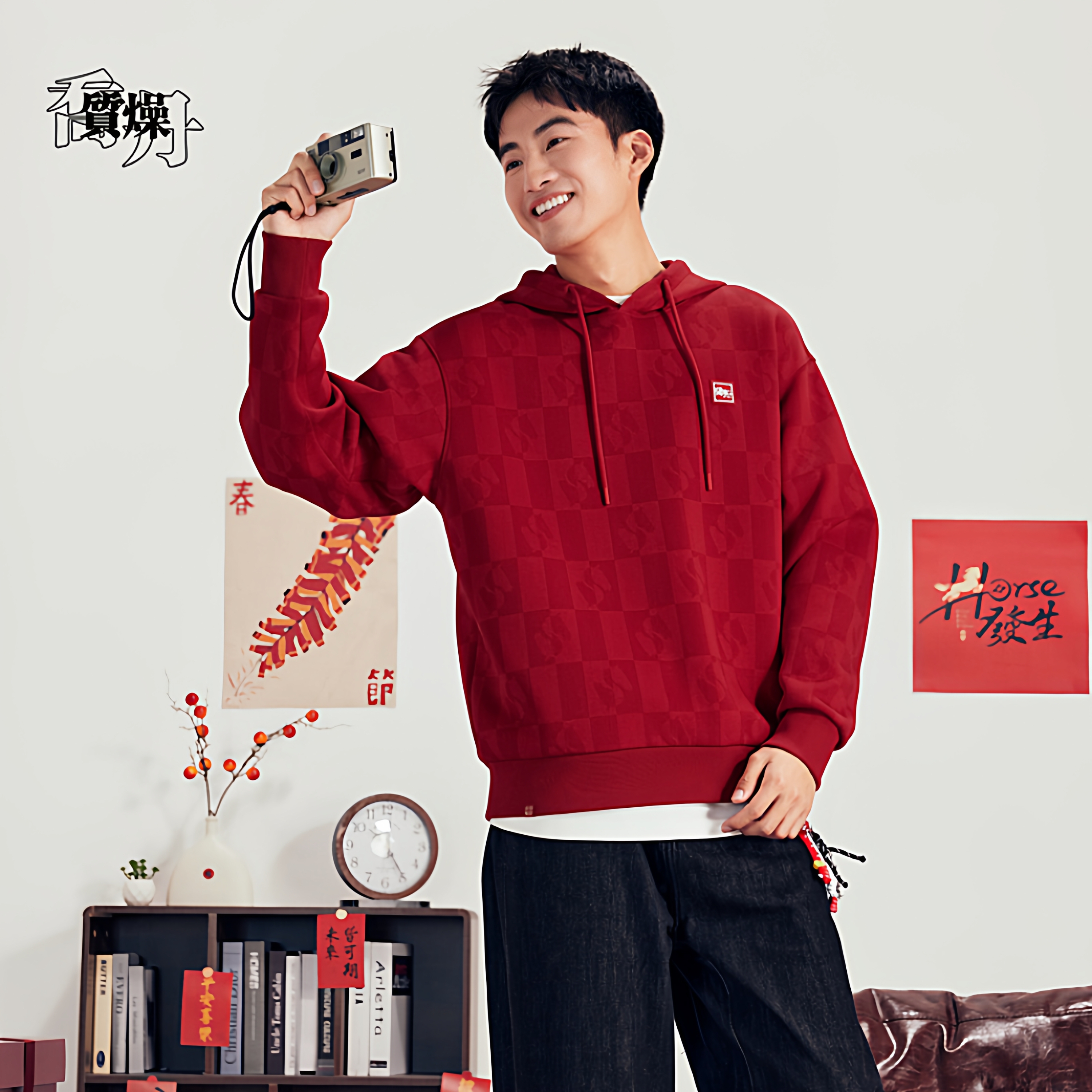 乔丹运动卫衣男2026春季新款宽松舒适连帽套头衫休闲针织上衣长袖