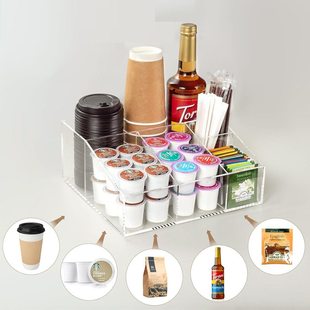 透明亚克力咖啡盒子定制办公室零食物桌面休息室收纳盒储多功能