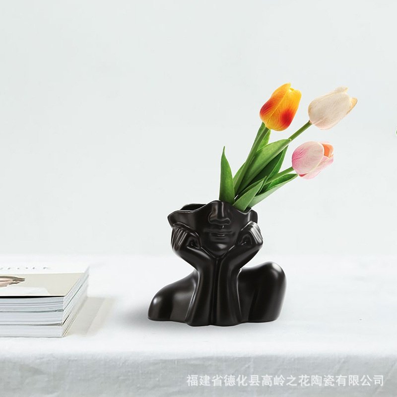 创意家居装饰现代桌面摆件工艺品装饰品陶瓷人像艺术简约花瓶玄关,家居饰品,桌面摆件,淘宝优惠券,粉丝福利购,淘宝优惠卷