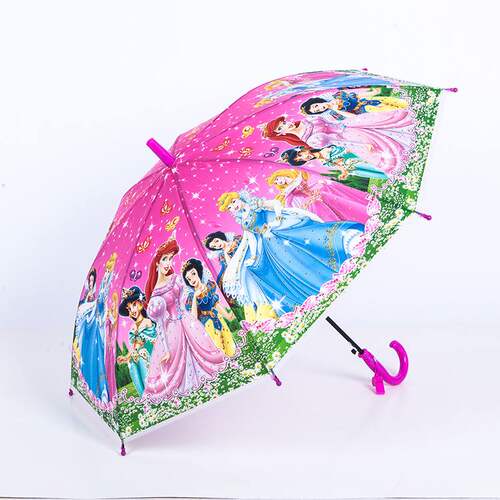 新品厂家小清新黑胶防滴水自动长柄直杆卡通雨伞防暴雨