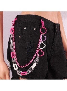 多巴胺y2k腰链条女夏季配饰jk朋克彩虹配裙子牛仔裤链子挂饰腰带