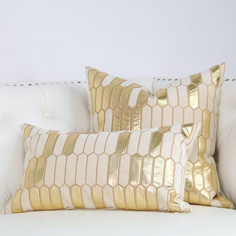 金色贴片刺绣抱枕靠垫软沙发靠靠垫套欧式床头包刺绣靠枕,居家布艺,床头靠垫,淘宝优惠券,粉丝福利购,淘宝优惠卷