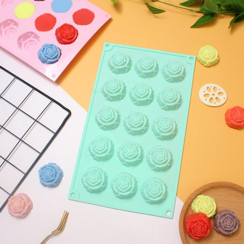 新品 硅胶蛋糕模15连玫瑰花家用慕斯布丁冰格模手工皂DIY烘焙模具,厨房/烹饪用具,烘焙模具,淘宝优惠券,粉丝福利购,淘宝优惠卷