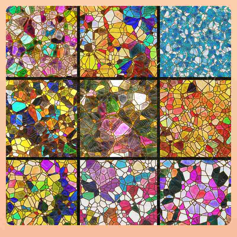 梓滢欧式彩色复古彩绘磨砂玻璃花窗户贴膜贴纸卫生间客厅静电艺术