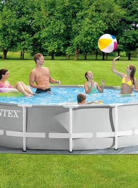 INTEX26724家庭游泳池 圆形管架水池套装 支架水池