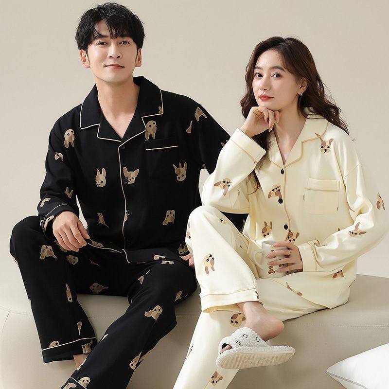 厂家直销情侣A类纯棉睡衣翻领春秋长袖女士家居服男卡通开衫套装,女士内衣/男士内衣/家居服,睡衣/家居服套装,淘宝优惠券,粉丝福利购,淘宝优惠卷