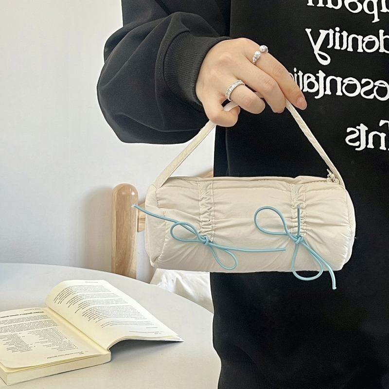 糖果色蝴蝶结笔袋韩系文具大容量值袋手提文具初高中女颜收纳袋高