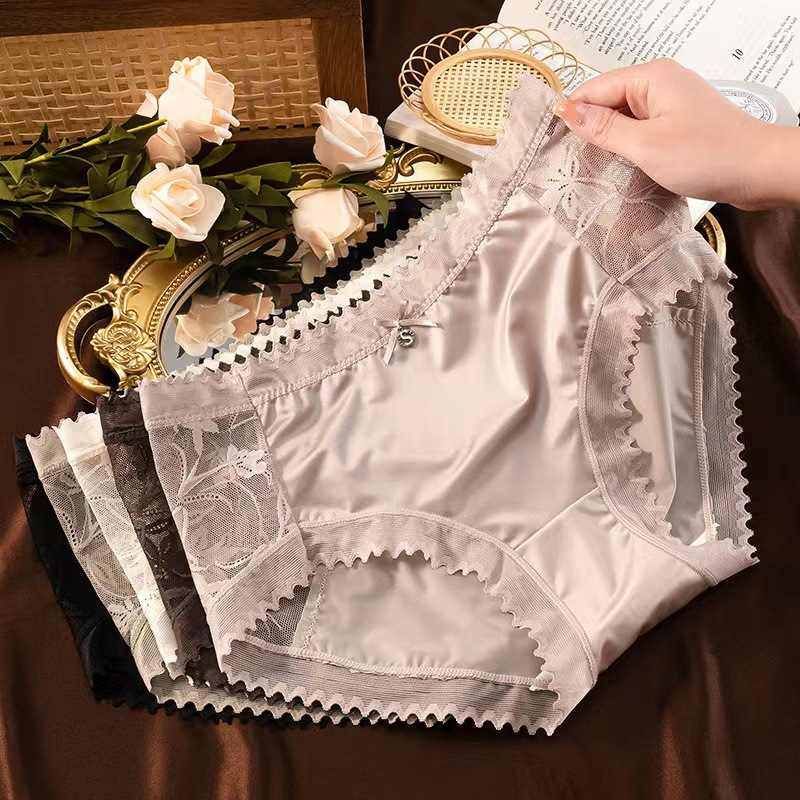 新品 性感蕾丝内裤女贵妇缎面奢华中腰轻薄透气桑蚕丝底裆三角内,女士内衣/男士内衣/家居服,女三角裤,淘宝优惠券,粉丝福利购,淘宝优惠卷