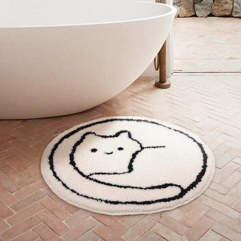 ins圆形儿童房地毯床边毯家用卡通浴室白色地猫咪吸水客厅卧室垫,居家布艺,床边毯,淘宝优惠券,粉丝福利购,淘宝优惠卷