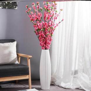 孔雀羽毛插瓶陶瓷落地高花瓶摆件大号客厅干花插花家居白色现代简