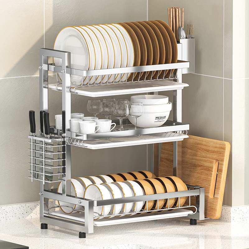 不锈钢加厚厨房碗架沥水收纳放盘筷台面架子篮多功能物置碗柜碗碟,厨房/烹饪用具,碗架,淘宝优惠券,粉丝福利购,淘宝优惠卷
