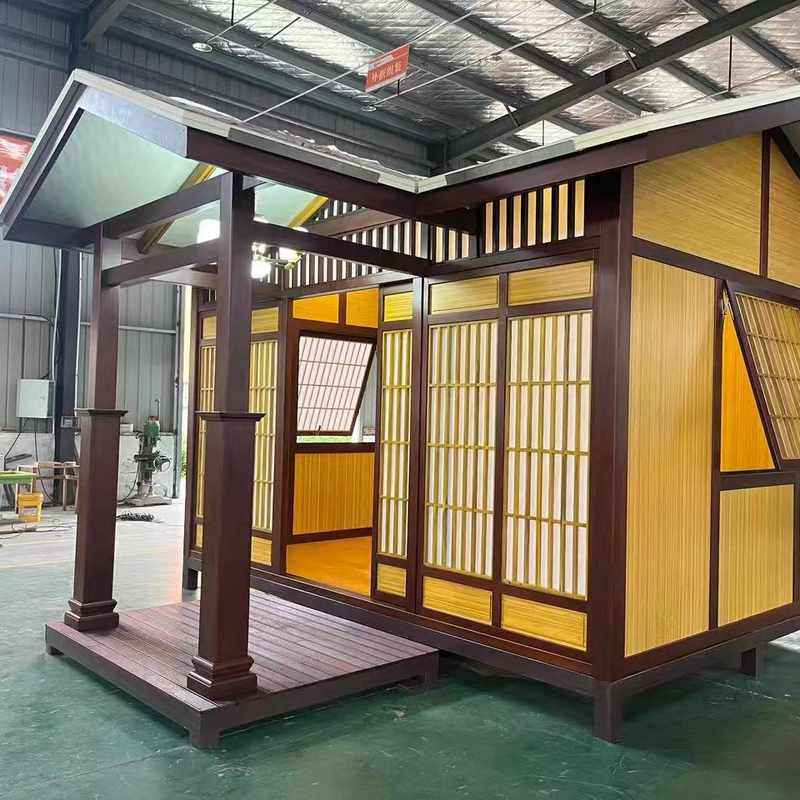 厂家铝木茶室中式阳光房铝包木一体式设计凉亭户外子平顶庭院房
