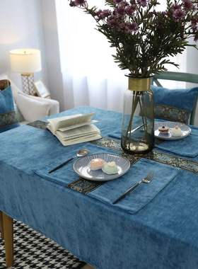 绣花绒面抱枕靠垫纯色侧睡枕套床头靠枕芯沙发含蓝色靠背不