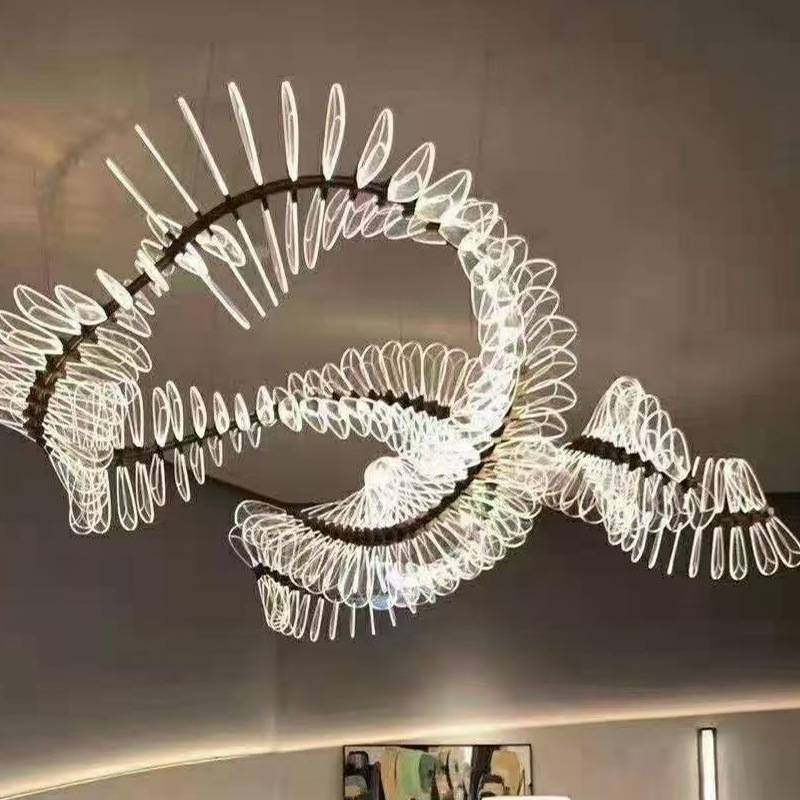 售楼部沙盘酒店大堂宴会厅飘带灯商场别墅轻奢亚克力吊灯异形吊灯,家装灯饰光源,酒店/宴会厅/餐饮吊灯,淘宝优惠券,粉丝福利购,淘宝优惠卷